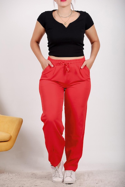 Büyük Beden Paça Pileli Pantolon Nar 6