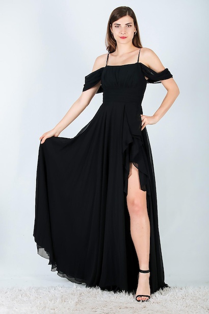 Kadın Şifon Uzun Abiye Elbise