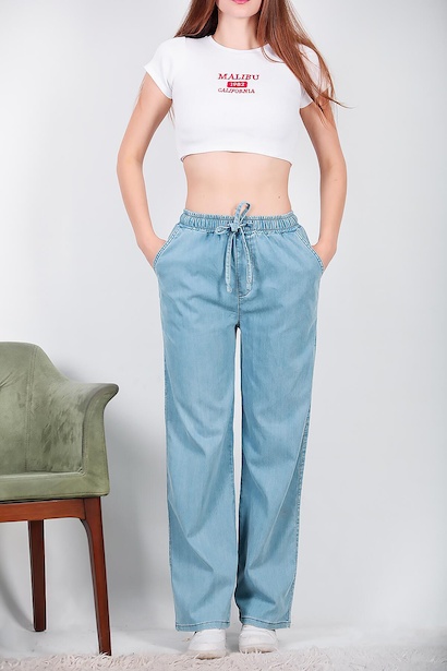 Kadın Bol Paça Pantolon Kot 6