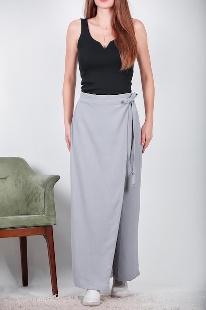 Kadın Bol Paça Pantolon Gri 6