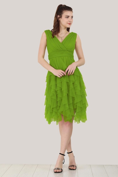 Kadın Kısa Tül Abiye Elbise