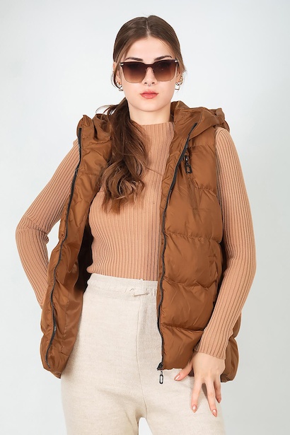 Kadın Kapşonlu Şişme Yelek