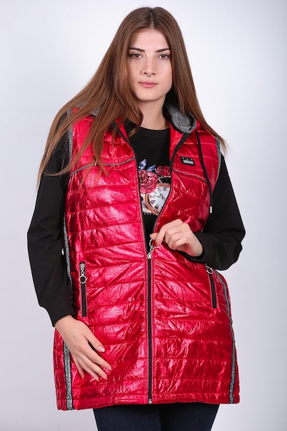 Kadın Parlak Uzun Yelek