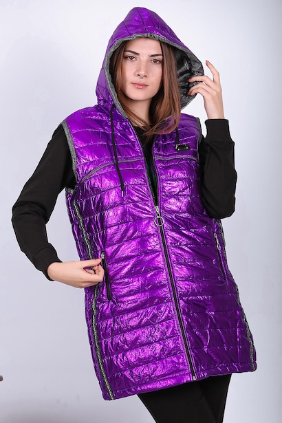 Kadın Parlak Uzun Yelek