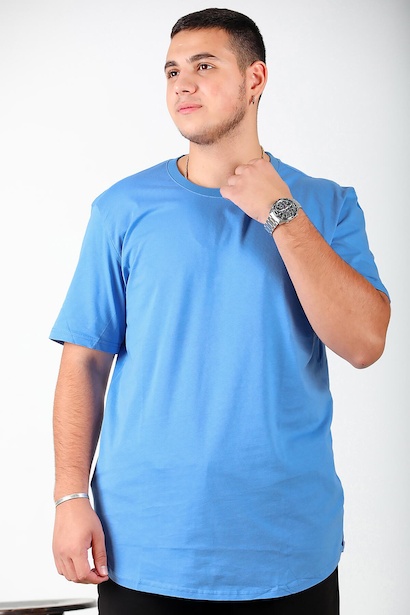 Erkek Bisiklet Yaka T-shirt Saks