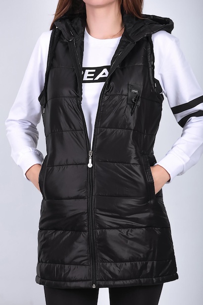 Kadın Parlak Yelek Siyah 6