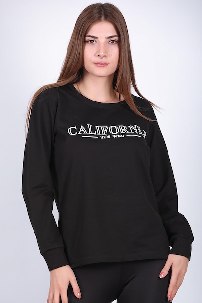 Kadın Bisiklet Yaka Baskılı Sweat