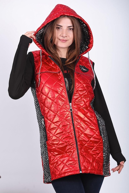 Kadın Parlak Uzun Yelek