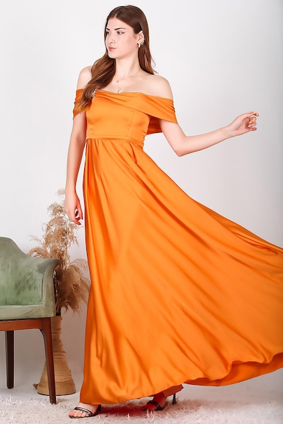 Kadın Taşlı Saten Abiye