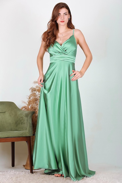 Kadın Uzun Saten Abiye