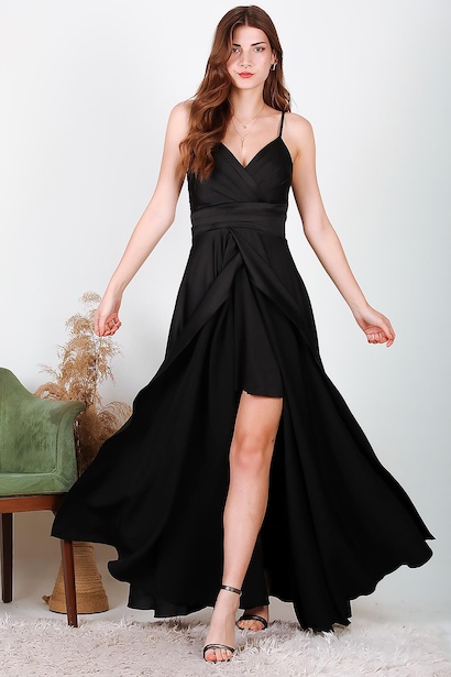 Kadın Uzun Saten Abiye