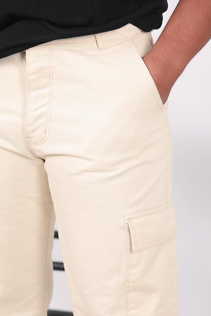Erkek Kargo Cepli Pantolon Krem 6