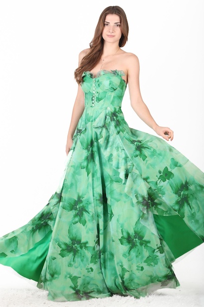 Kadın Straplez Tül Uzun Abiye Elbise