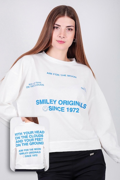 Kadın Ön Ve Arka Baskılı Sweat