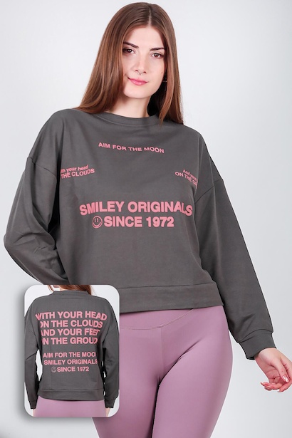 Kadın Ön Ve Arka Baskılı Sweat