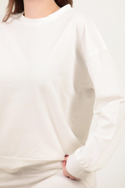 Kadın Paçası Lastikli Oversize Takım Ekru 9