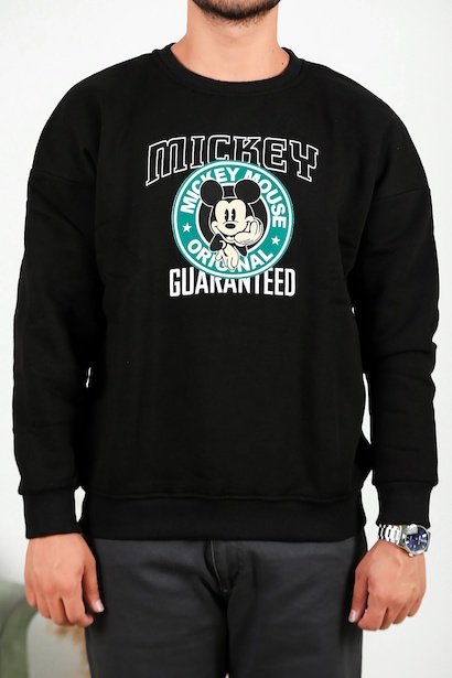 Erkek Bisiklet Yaka Sweat Siyah 6