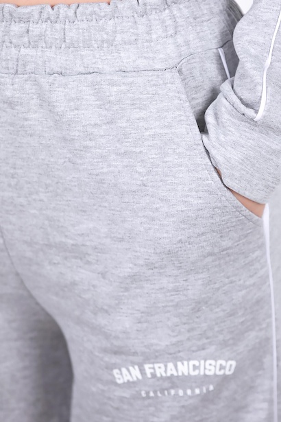 Kadın Ön Baskılı Eşofman Takımı Gri 9