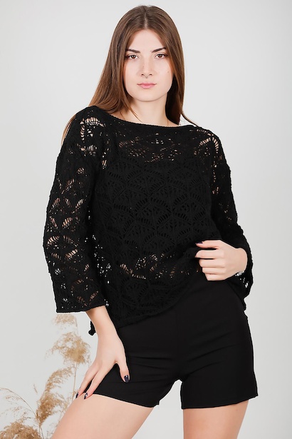 Kadın Baklava Desen Triko Bluz