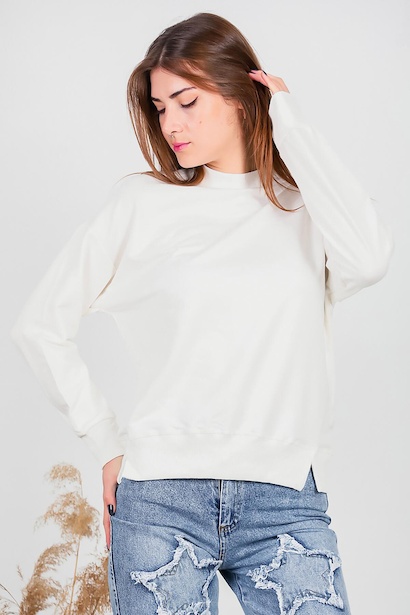 Kadın İki İplik Sıfır Yaka Sweat