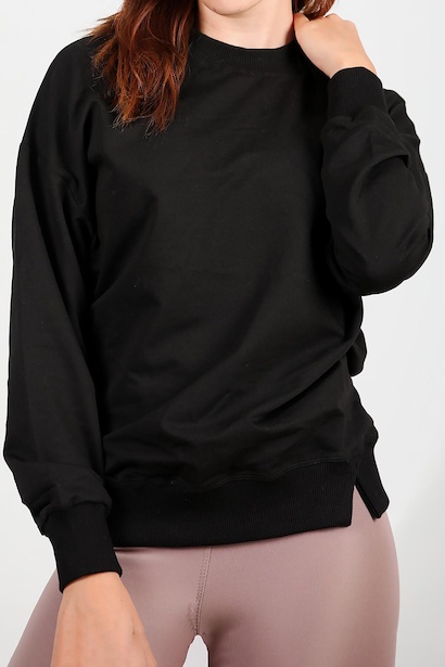 Kadın İki İplik Sıfır Yaka Sweat