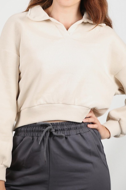 Kadın Üç İplik Kısa Sweat
