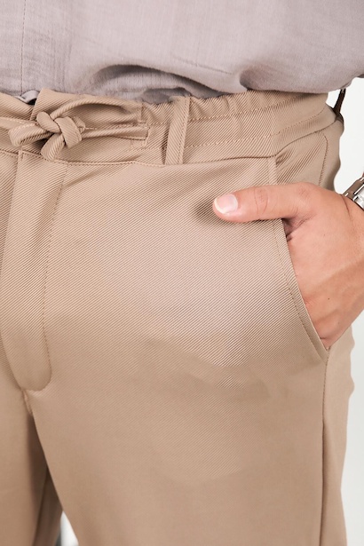 Erkek Düğmeli Jogger Pantolon Bej Bej 6