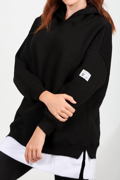 Kadın Üç İplik Arma Detay Garnili Sweat