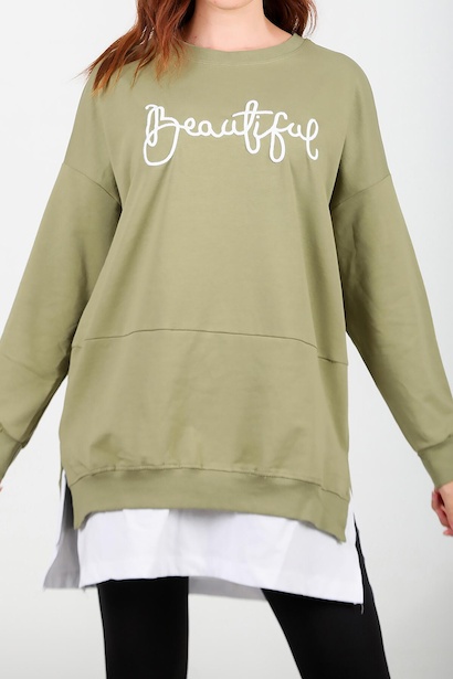 Kadın İki İplik Nakış Garnili Tunik