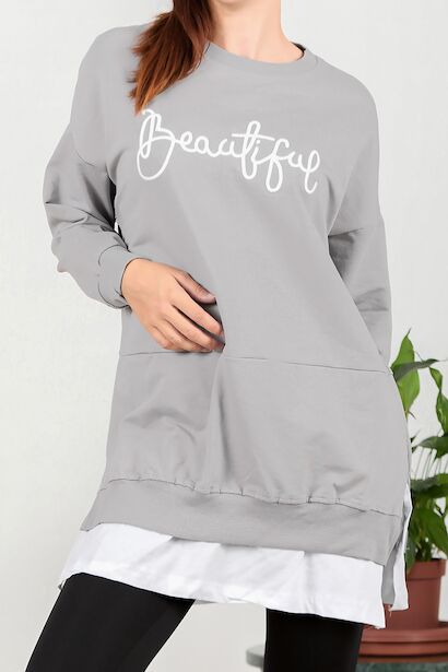 Kadın İki İplik Nakış Garnili Tunik 