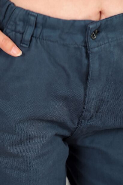 Kadın Bol Paça Lastikli Gabardin Pantolon  Lacivert 6