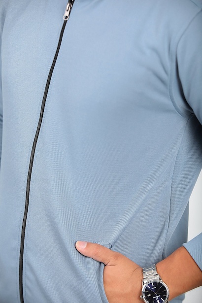 Erkek Fermuarlı Kolej Ceket Mavi 6