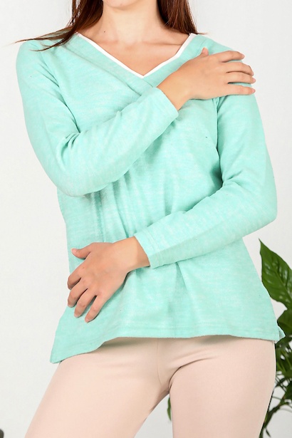 Kadın V Yakalı Bluz Mint