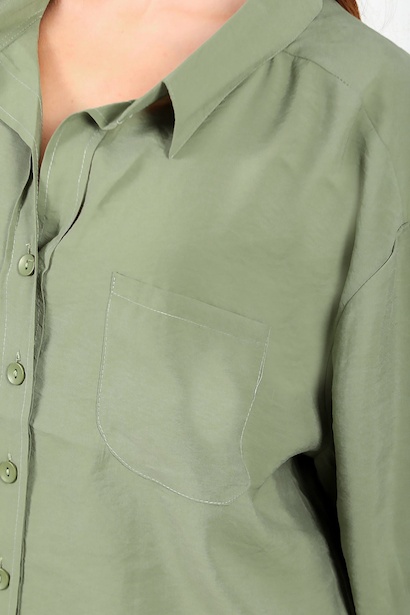 Kadın Oversize Gömlek Haki 6