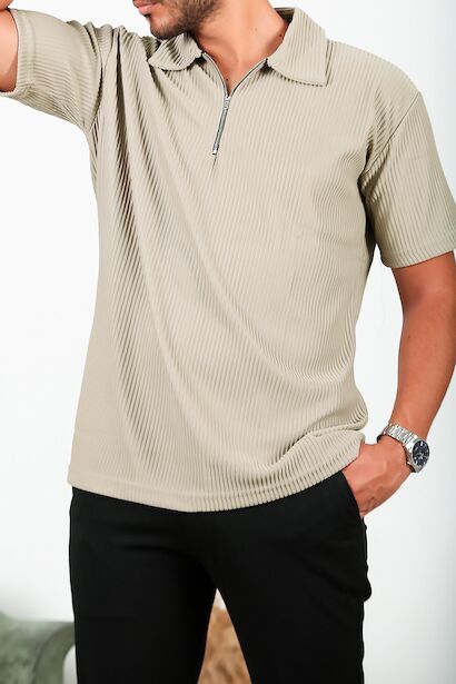 Erkek Polo Yaka T-shırt  Bej 6