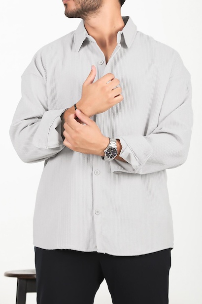 Erkek Uzun Kol Gömlek Gri