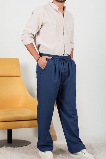Erkek Bel Lastikli Pantolon Lacivert 6