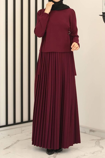 Kadın Eteği Pileli İkili Takım