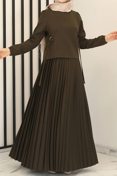 Kadın Eteği Pileli İkili Takım