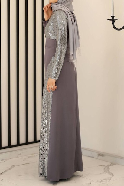 Kadın Pullu Abiye Antrasit 4