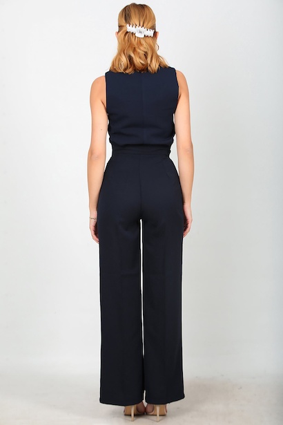 Kadın Bel Cırtlı Geniş Pantolon Lacivert Lacivert 6