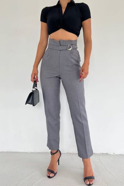 Kadın Kendinden Kemerli Pantolon 