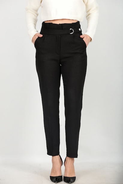 Kadın Kendinden Kemerli Pantolon Siyah  Siyah 6