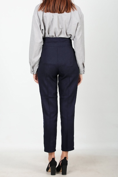 Kadın Kendinden Kemerli Pantolon Lacivert Lacivert 6