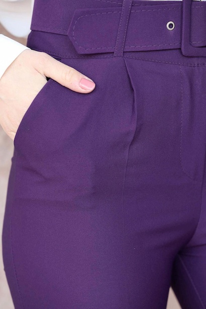 Kadın Klasik Pantolon Koyu Mor 6