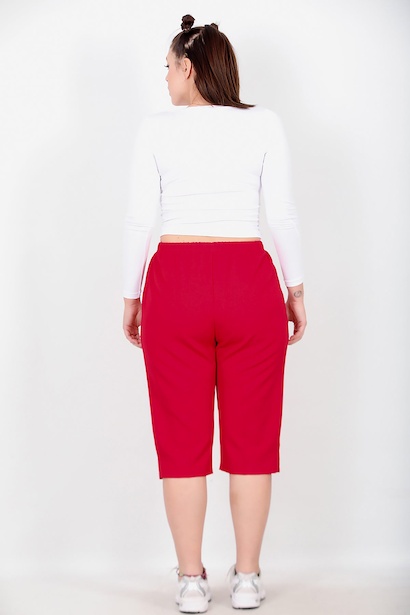 Büyük Beden Kapri Kırmızı Kırmızı 6