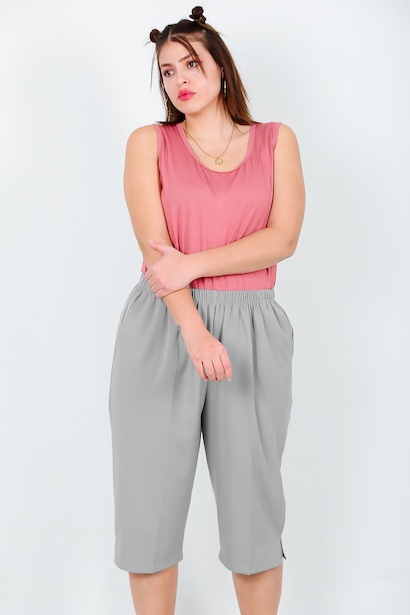 Büyük Beden Kapri Gri