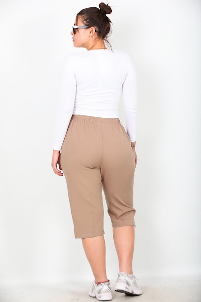 Büyük Beden Kapri Bej Bej 6