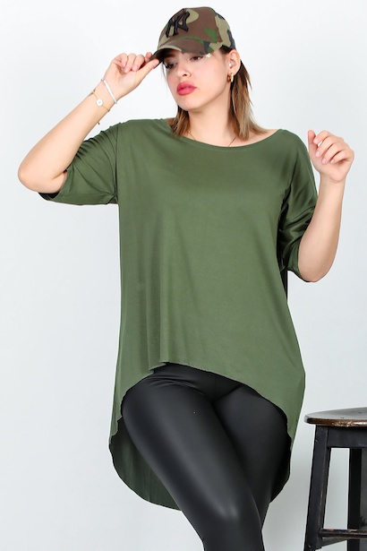 Büyük Beden Asimetrik Kesim T-shirt