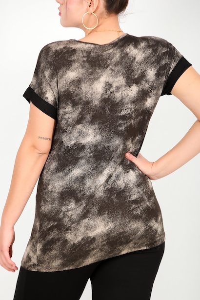 Büyük Beden Önü Fermuarlı Bluz Kahverengi Kahverengi 6